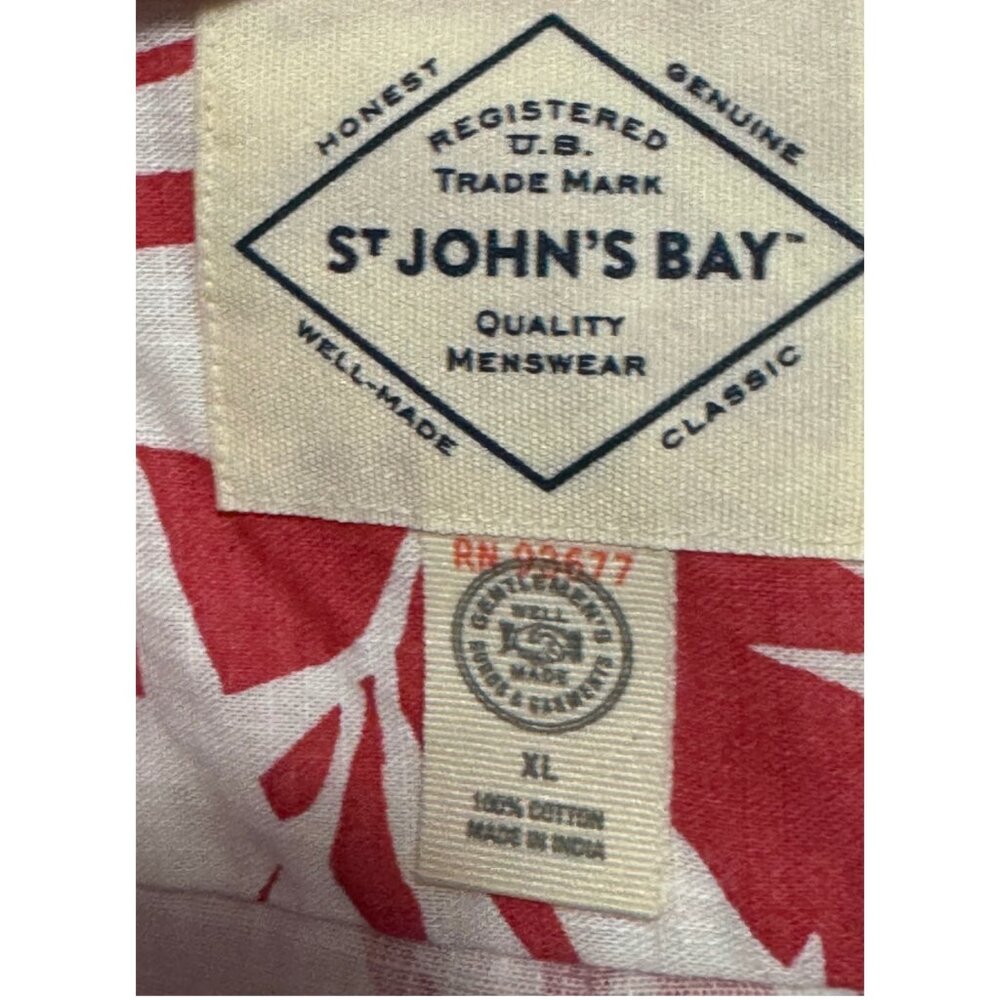 Men's Red & White Hawaiian Shirt Size XL - Picture 2 of 4